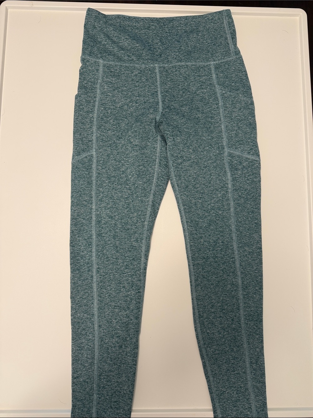 High-Waist Teal Heather Leggings with Side Pockets